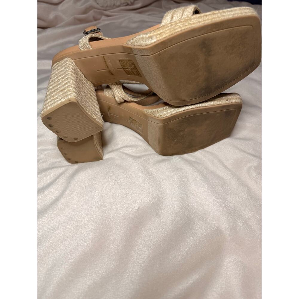Dolce Vita Raffia Espadrille Ankle Strap Heels Block Heel Size 9 - Picture 6 of 7